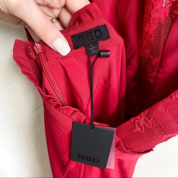 NWT NBD Stephania‎ Red Lace Maxi Dress - Picture 9 of 9